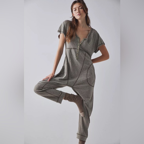 Free People Pants - Free people Pillow Talk Henley Romper